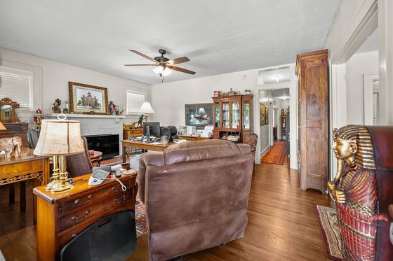 Living room with original hardwood floors
