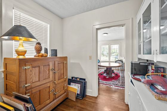 Built-in cabinetry along the dining wall