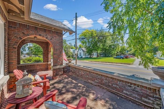 Looking out from the porch toward the street