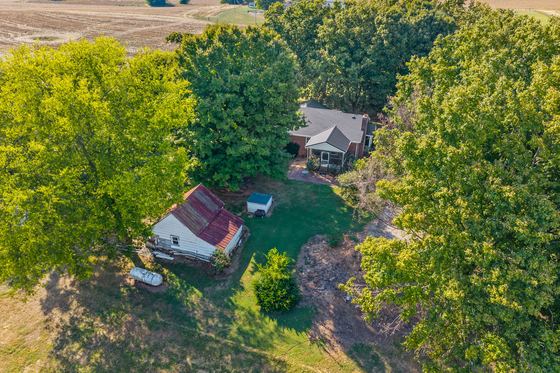 Looking out over the farmland from behind the house, 5525 Glass Lane